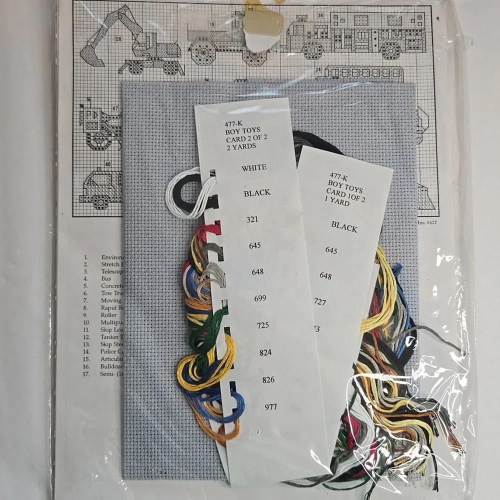 NWT Counted Cross Stitch Kit Trucks Cars Boats Space Shuttle Helicopters